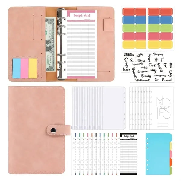 A6 Binder PU Soft Leather Notebook Cash Budget Hand Account