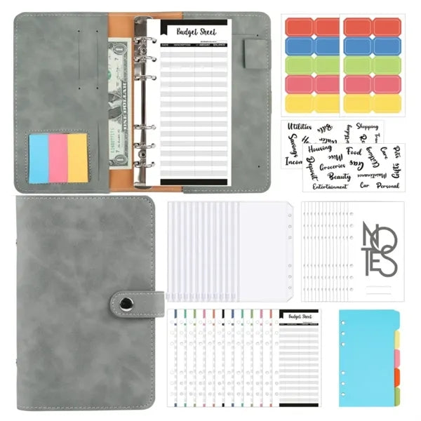 A6 Binder PU Soft Leather Notebook Cash Budget Hand Account