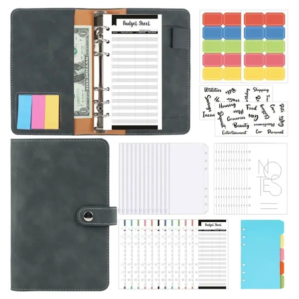 A6 Binder PU Soft Leather Notebook Cash Budget Hand Account