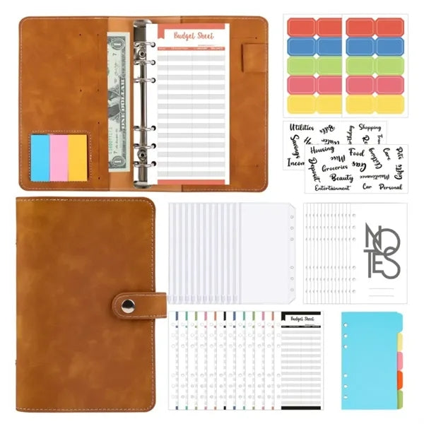 A6 Binder PU Soft Leather Notebook Cash Budget Hand Account