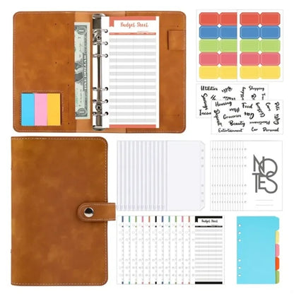 A6 Binder PU Soft Leather Notebook Cash Budget Hand Account
