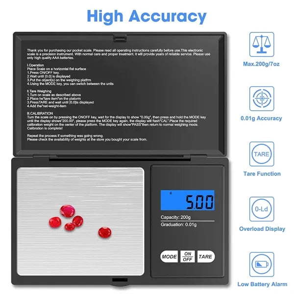 Digital Pocket Scale 500g/0.01g