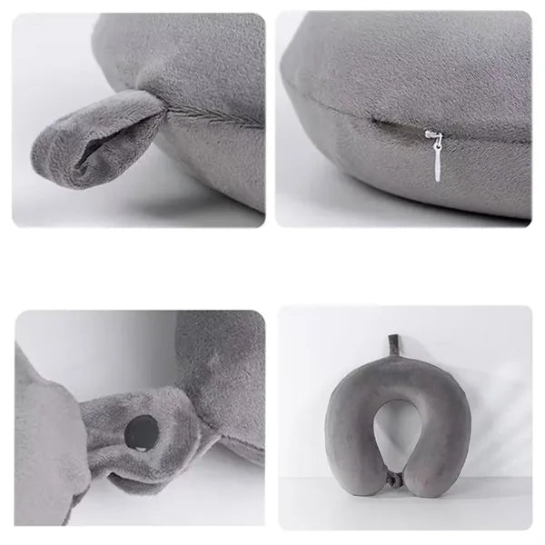 Premium Velvet Airplane Travel Head Rest Neck Holder Pillow