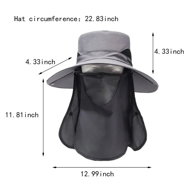 Outdoor UV protection wide brim sun hat with face cover