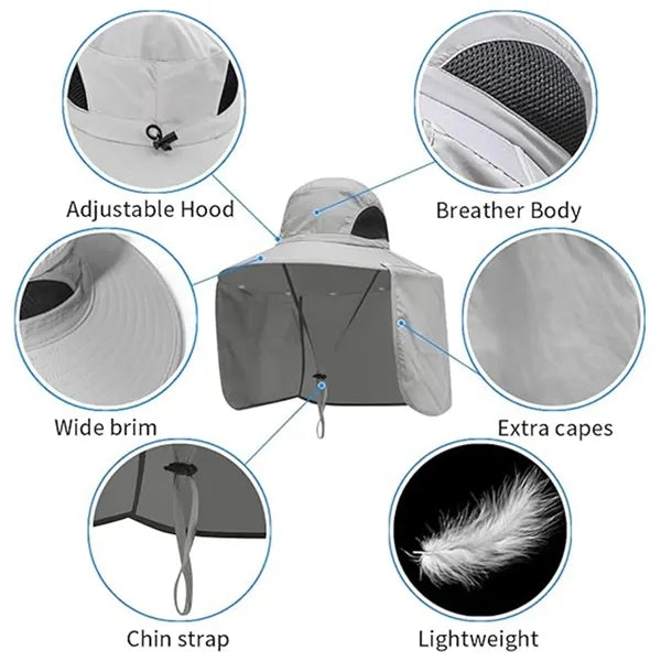 Large brim blocker hats outdoor fishing sun protection cap