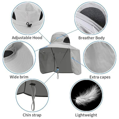 Large brim blocker hats outdoor fishing sun protection cap