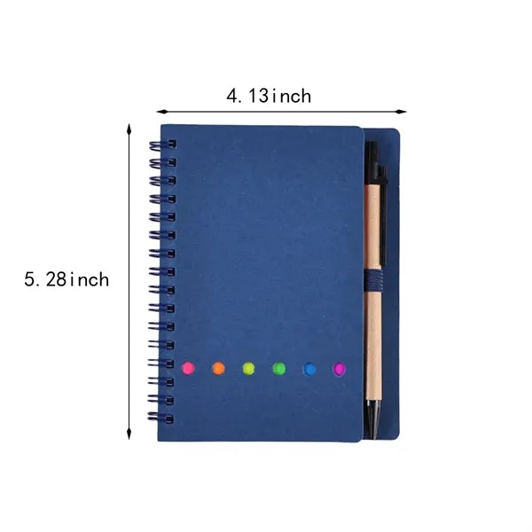 Pocket kraft paper cover sticky note spiral notebook notepad