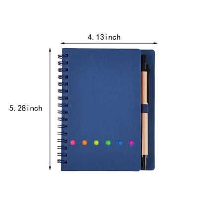 Pocket kraft paper cover sticky note spiral notebook notepad