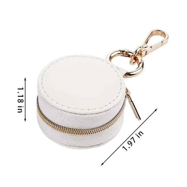 Portable zip travel jewelry case ring holder with keychain