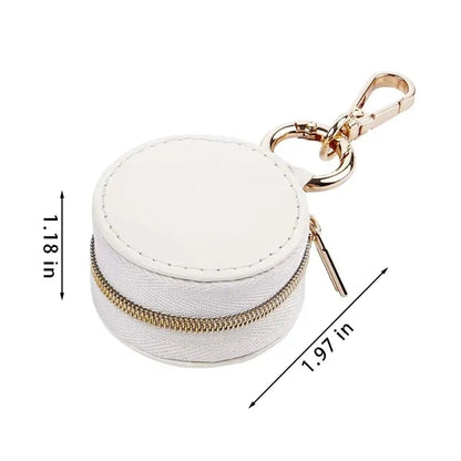 Portable zip travel jewelry case ring holder with keychain