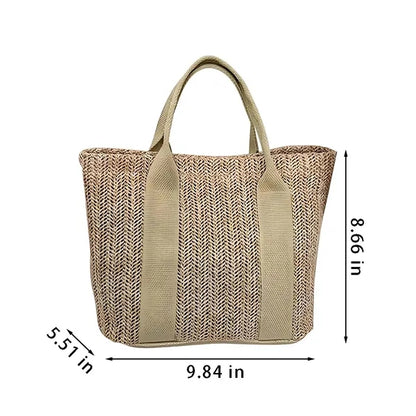 Women beach vacation large top handle straw handbag tote