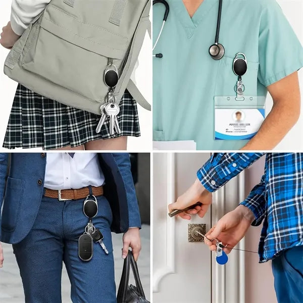 Multipurpose carabiner reel clip retractable badge holder
