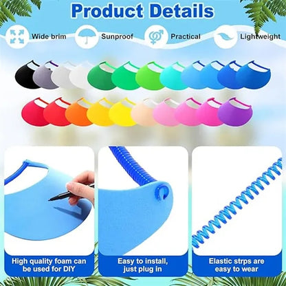 Outdoors customizable elastic foam empty top sun visors hat