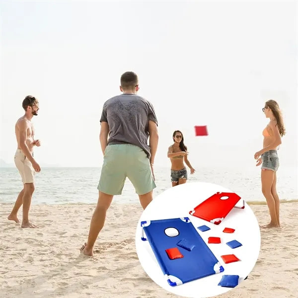 Portable outdoor indoor yard beach toss cornhole game set
