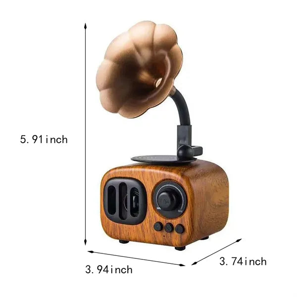 Vintage stereo audio music wireless bluetooth speaker