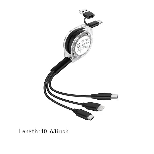 Multi USB charger cable retractable 5 in 1 charging cord