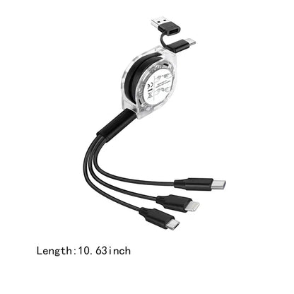 Multi USB charger cable retractable 5 in 1 charging cord