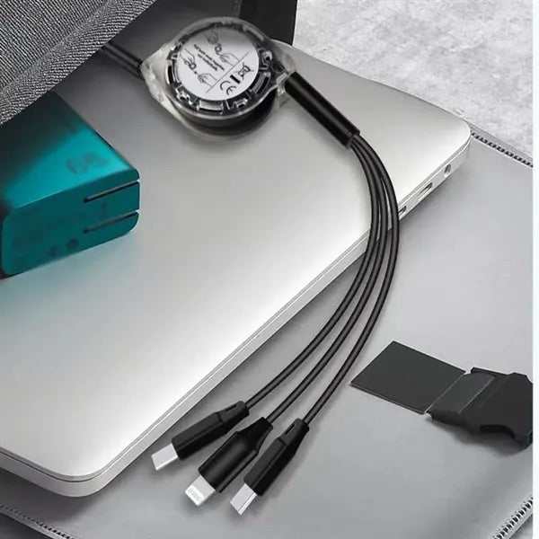 Multi USB charger cable retractable 5 in 1 charging cord