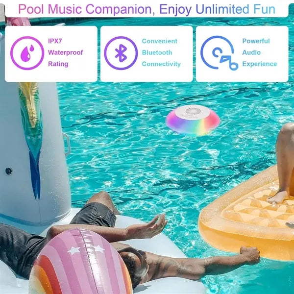 Waterproof floating pool bluetooth speaker with rgb lights