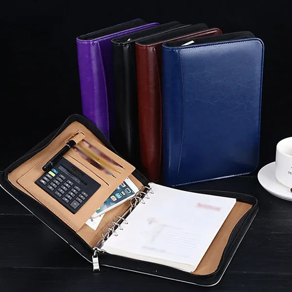 Office business zipper A5 file folder bag with calculator