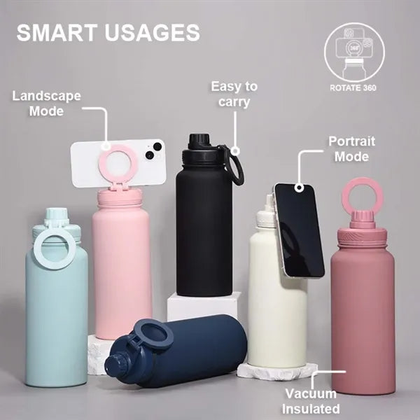34oz Portable Outdoor Phone Magnetic Holder Insulated Cup