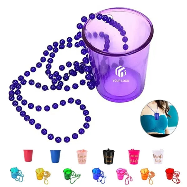 Party supplies plastic colorful shot glasses beaded necklace