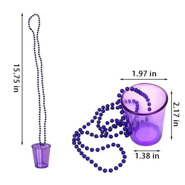 Party supplies plastic colorful shot glasses beaded necklace