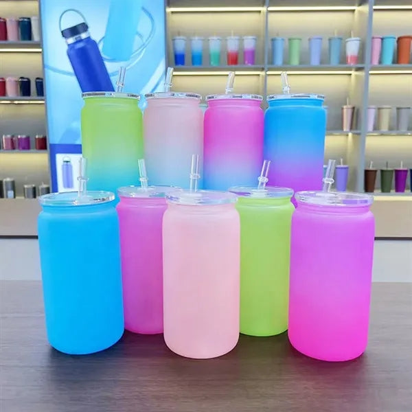 16oz portable leak-proof unbreakable plastic mason jars cup