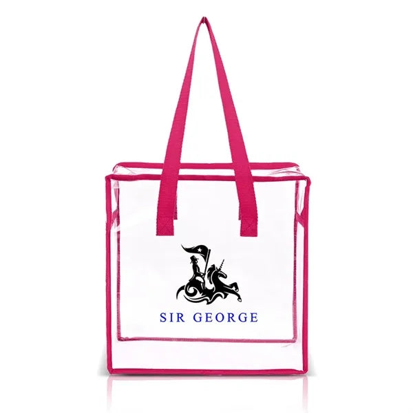 CLEAR VINYL STADIUM COMPLIANT ZIPPERED TOTE BAG