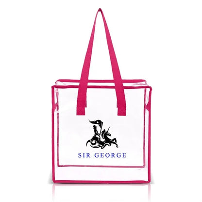 CLEAR VINYL STADIUM COMPLIANT ZIPPERED TOTE BAG