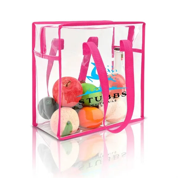 CLEAR VINYL STADIUM COMPLIANT ZIPPERED TOTE BAG