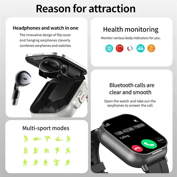 2 in 1 Smart Watch with Earbuds