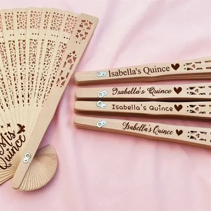 8-inch Carved Wooden Fan