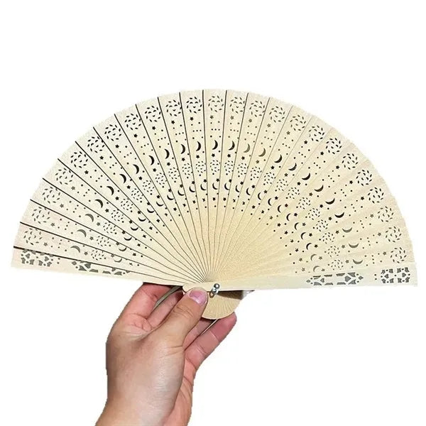 8-inch Carved Wooden Fan