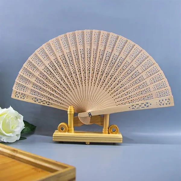 8-inch Carved Wooden Fan