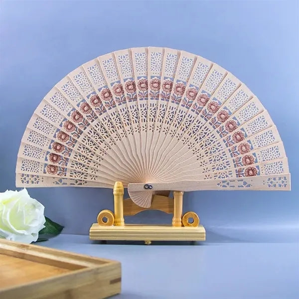 8-inch Carved Wooden Fan