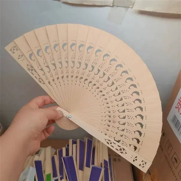 8-inch Carved Wooden Fan