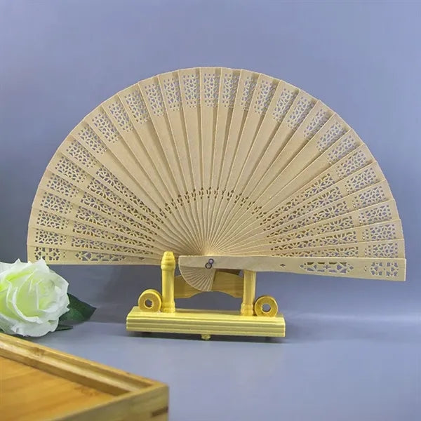 8-inch Carved Wooden Fan