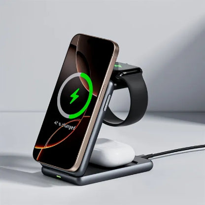 Portable Metallic Foldable 3 in 1 Wireless Charging Station