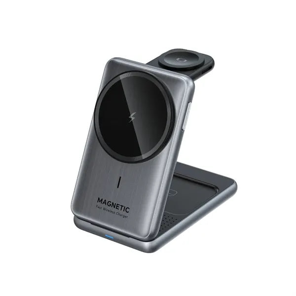Portable Metallic Foldable 3 in 1 Wireless Charging Station
