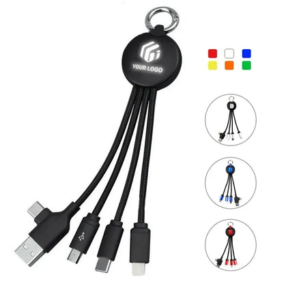 6 in 1 universal glow logo keychain multi USB charging cable
