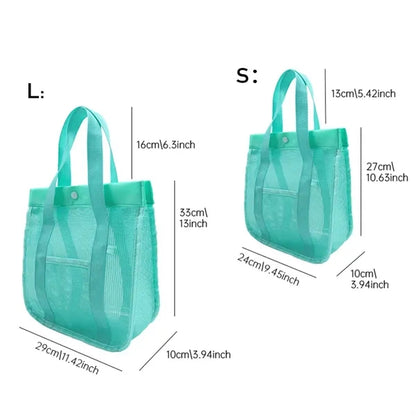 Foldable sandproof mesh pool tote beach bag with pockets