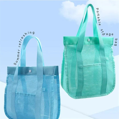 Foldable sandproof mesh pool tote beach bag with pockets