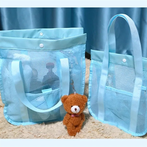 Foldable sandproof mesh pool tote beach bag with pockets