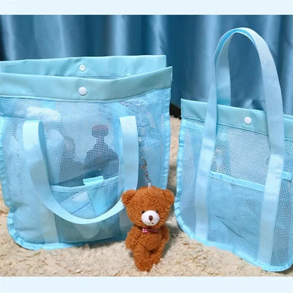 Foldable sandproof mesh pool tote beach bag with pockets