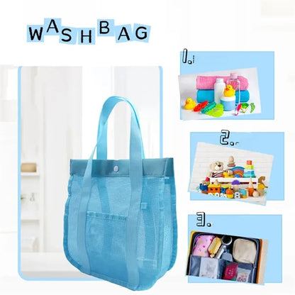 Foldable sandproof mesh pool tote beach bag with pockets