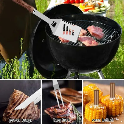 27 Pieces Outdoor Camping Stainless Steel BBQ Tool Set