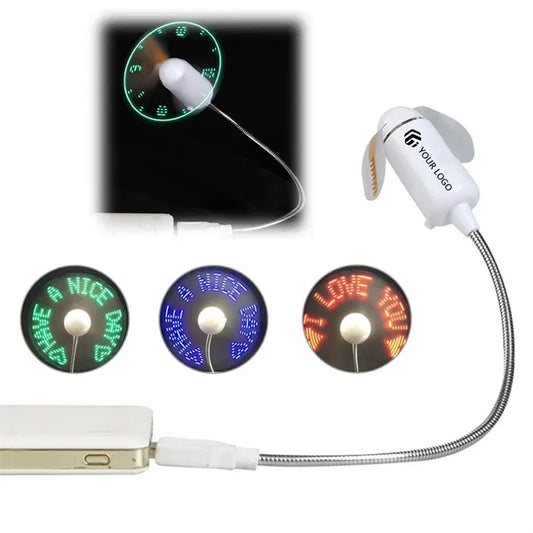 Mobile gooseneck quiet home office travel usb led clock fan