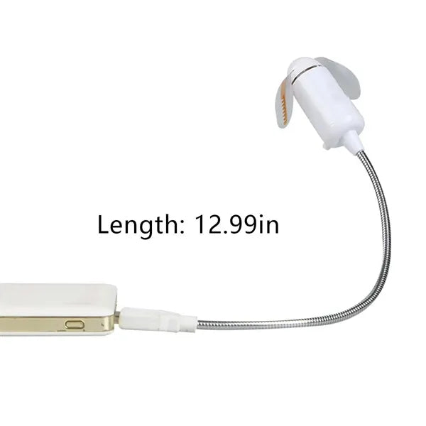 Mobile gooseneck quiet home office travel usb led clock fan