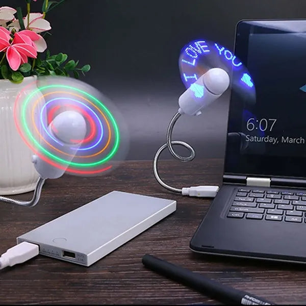 Mobile gooseneck quiet home office travel usb led clock fan